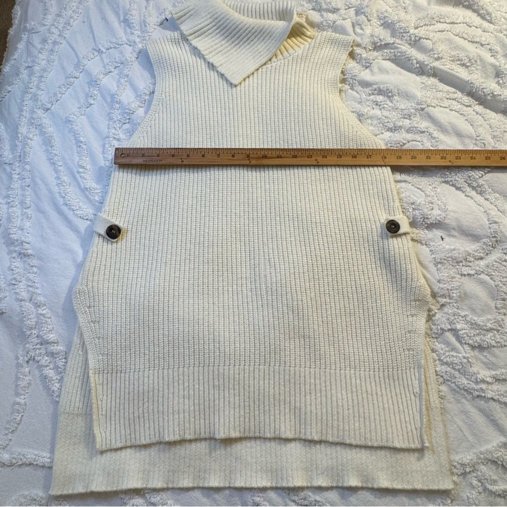 Anthropologie Alexa Sleeveless Split Mock Neck Button Sides Cream Tunic Sz M - Picture 5 of 12